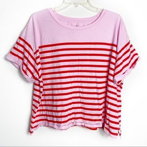 Lou & Grey Pink & Red Striped Flowy Top